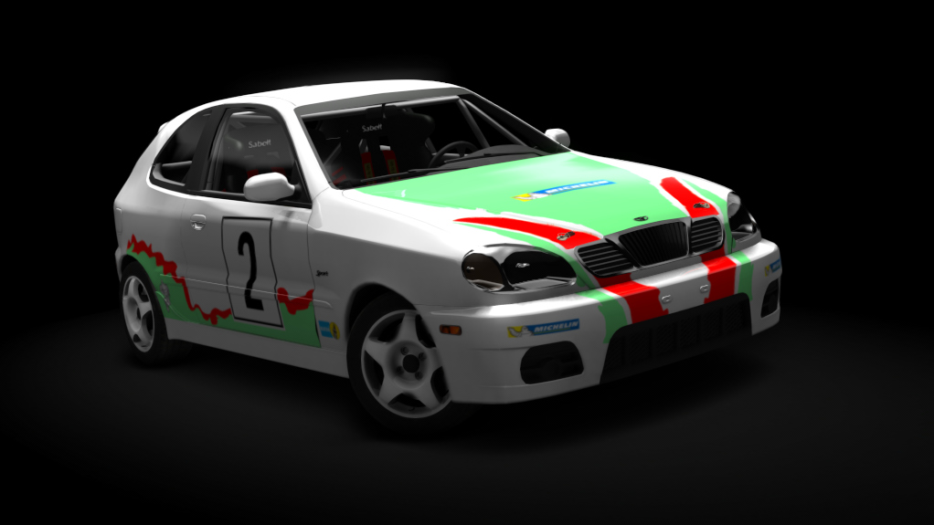 Daewoo Lanos Gr. A, skin Blanco_Verde_Rojo